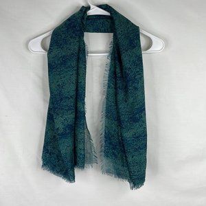Roffee Women's Green| Blue Fringed Scarf W 43" x L 80"